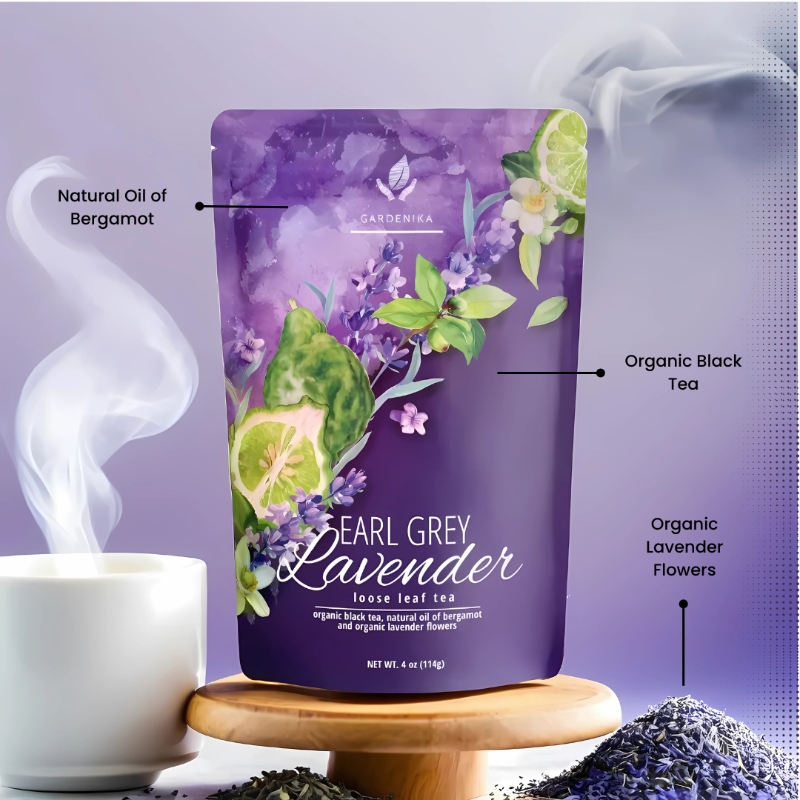 Earl Grey Lavender Loose Tea, Premium Black Tea with Lavender Flowers & Bergamot - Caffeinated - 55+ Cups - USDA Organic & Kosher - 4 oz (113g)