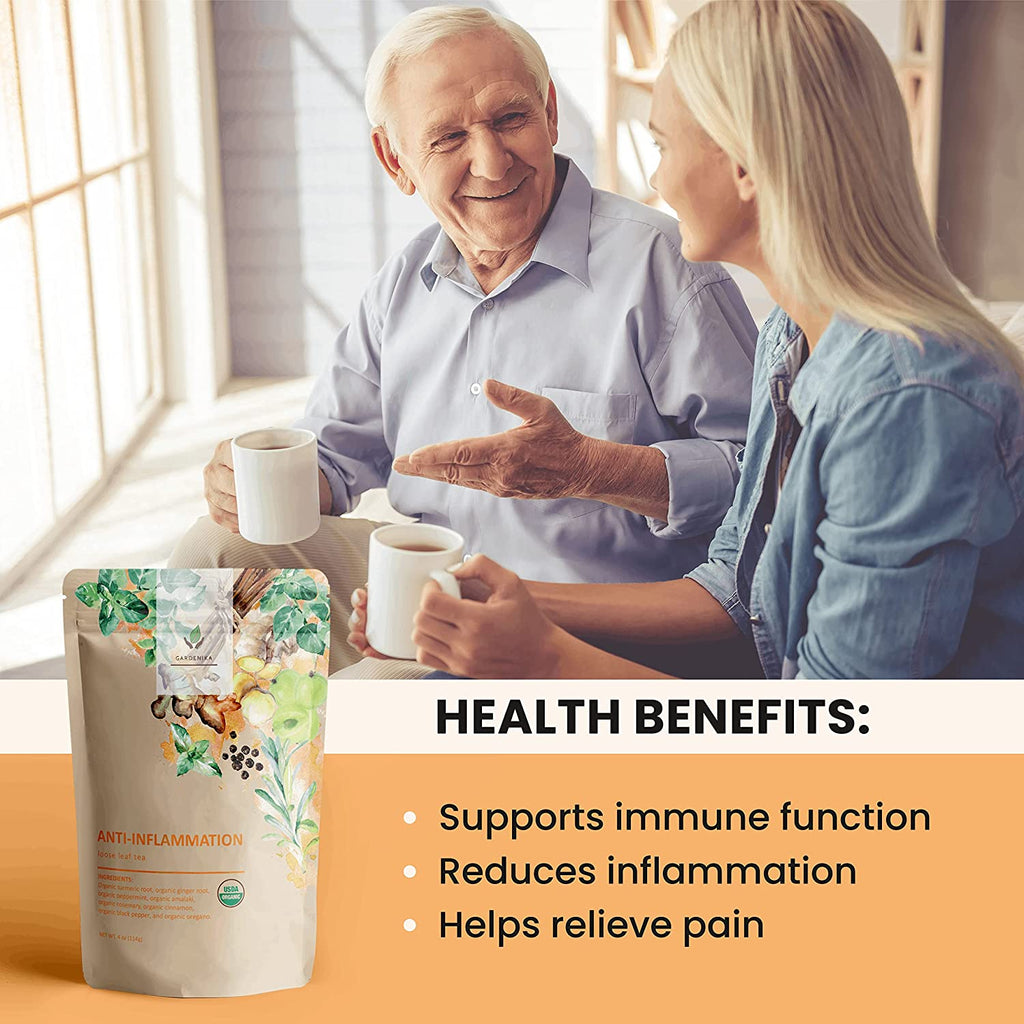 Anti-Inflammatory Tea, Loose Leaf, USDA Organic, Kosher, Herbal & Caffeine-Free - 4 oz (114g)